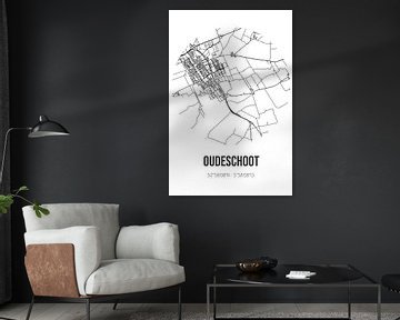 Oudeschoot (Fryslan) | Map | Black and white by Rezona