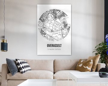 Overasselt (Gelderland) | Landkaart | Zwart-wit van MijnStadsPoster