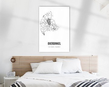 Overdinkel (Overijssel) | Karte | Schwarz und Weiß von Rezona