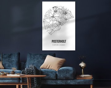 Posterholt (Limburg) | Landkaart | Zwart-wit van Rezona