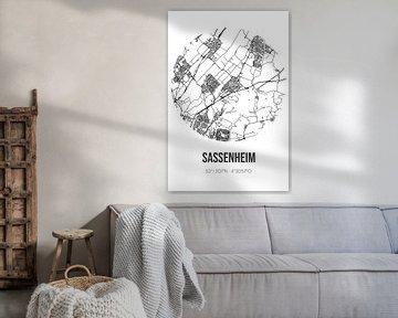 Sassenheim (Zuid-Holland) | Landkaart | Zwart-wit van Rezona