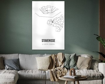 Stavenisse (Zeeland) | Map | Black and white by Rezona