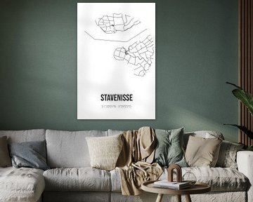 Stavenisse (Zeeland) | Landkaart | Zwart-wit van MijnStadsPoster