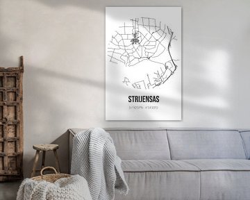 Strijensas (Zuid-Holland) | Landkaart | Zwart-wit van Rezona