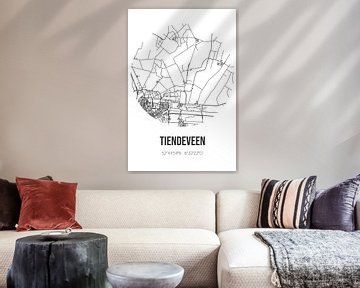 Tiendeveen (Drenthe) | Landkaart | Zwart-wit van MijnStadsPoster