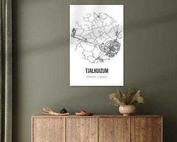 Tjalhuizum (Fryslan) | Landkaart | Zwart-wit van MijnStadsPoster