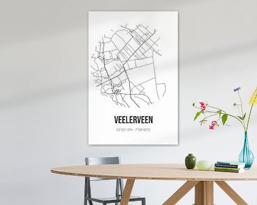 Veelerveen (Groningen) | Landkaart | Zwart-wit van MijnStadsPoster