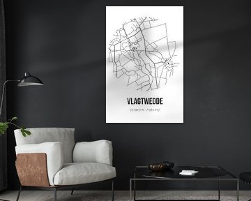 Vlagtwedde (Groningen) | Landkaart | Zwart-wit van Rezona