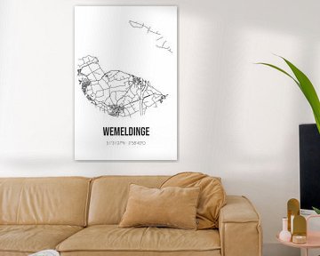 Wemeldinge (Zeeland) | Landkaart | Zwart-wit van MijnStadsPoster