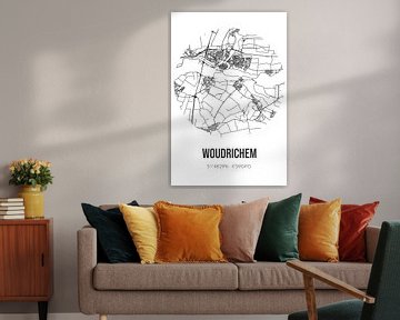 Woudrichem (Noord-Brabant) | Landkaart | Zwart-wit van MijnStadsPoster