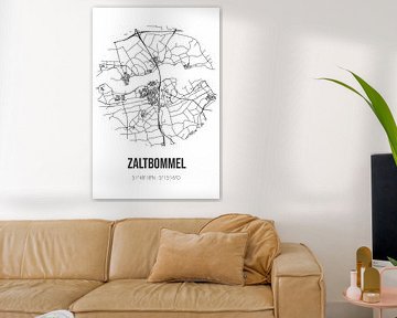 Zaltbommel (Gelderland) | Landkaart | Zwart-wit van MijnStadsPoster