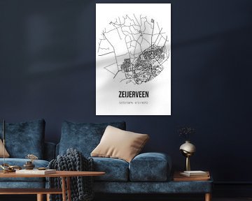 Zeijerveen (Drenthe) | Carte | Noir et blanc sur Rezona