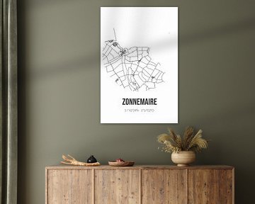 Zonnemaire (Zeeland) | Landkaart | Zwart-wit van MijnStadsPoster