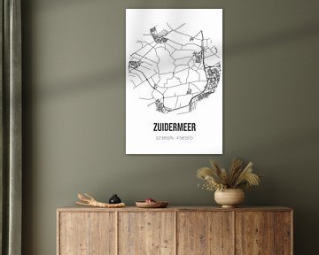 Zuidermeer (Noord-Holland) | Landkaart | Zwart-wit van MijnStadsPoster