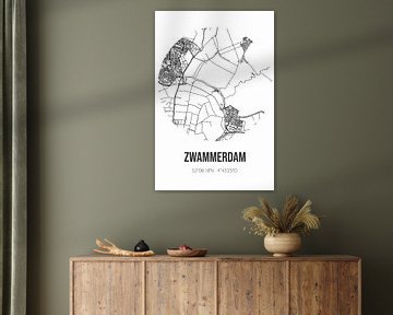 Zwammerdam (Zuid-Holland) | Landkaart | Zwart-wit van MijnStadsPoster