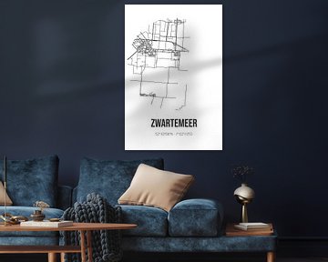 Zwartemeer (Drenthe) | Karte | Schwarz und weiß von Rezona