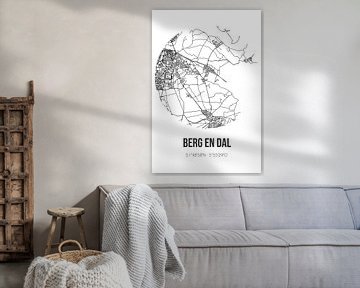 Berg en Dal (Gelderland) | Landkaart | Zwart-wit van MijnStadsPoster