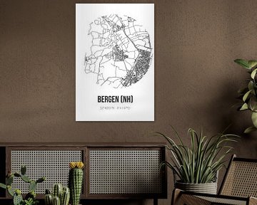 Bergen (NH) (Noord-Holland) | Landkaart | Zwart-wit van MijnStadsPoster