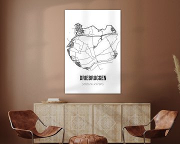 Driebruggen (South Holland) | Map | Black and White by Rezona