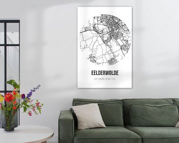 Eelderwolde (Drenthe) | Carte | Noir et blanc sur Rezona