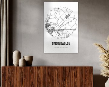 Garmerwolde (Groningen) | Landkaart | Zwart-wit van MijnStadsPoster