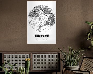 Heerjansdam (Zuid-Holland) | Landkaart | Zwart-wit van MijnStadsPoster