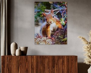 Squirrel, digitally manipulated photo by Janny Schilderink......Atelier "de Tuute "