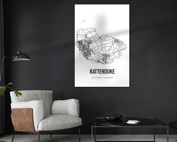 Kattendijke (Zeeland) | Landkaart | Zwart-wit van MijnStadsPoster