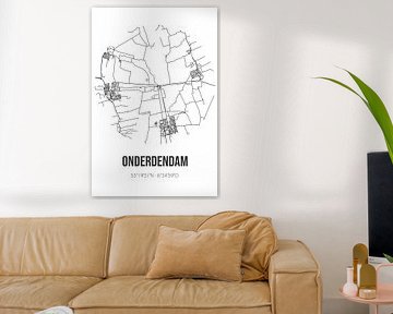 Onderdendam (Groningen) | Map | Black and white by Prints of Place