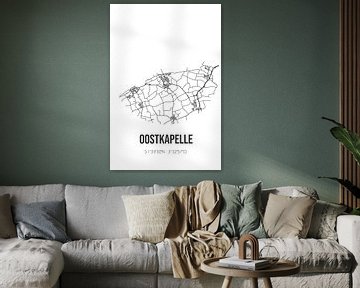 Oostkapelle (Zeeland) | Landkaart | Zwart-wit van MijnStadsPoster