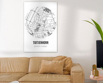 Tuitjenhorn (Noord-Holland) | Carte | Noir et blanc sur Rezona