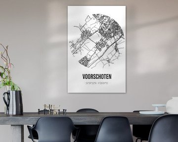Voorschoten (Zuid-Holland) | Landkaart | Zwart-wit van MijnStadsPoster
