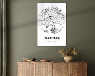 Waardenburg (Gelderland) | Landkaart | Zwart-wit van Rezona