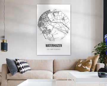 Waterhuizen (Groningen) | Karte | Schwarz und weiß von Rezona