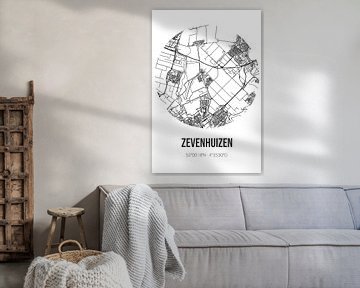 Zevenhuizen (Zuid-Holland) | Landkaart | Zwart-wit van Rezona