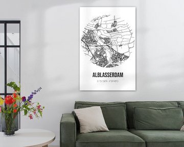 Alblasserdam (Zuid-Holland) | Landkaart | Zwart-wit van MijnStadsPoster