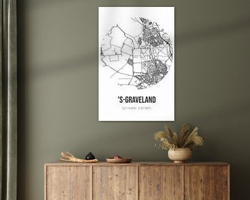 's-Graveland (Noord-Holland) | Landkaart | Zwart-wit van MijnStadsPoster