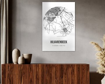 Hilvarenbeek (Noord-Brabant) | Landkaart | Zwart-wit van MijnStadsPoster