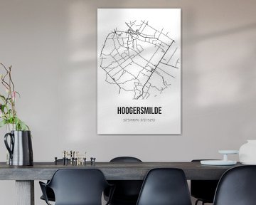 Hoogersmilde (Drenthe) | Carte | Noir et blanc sur Rezona