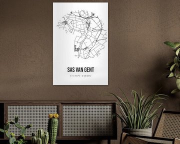 Sas van Gent (Zeeland) | Landkaart | Zwart-wit van MijnStadsPoster