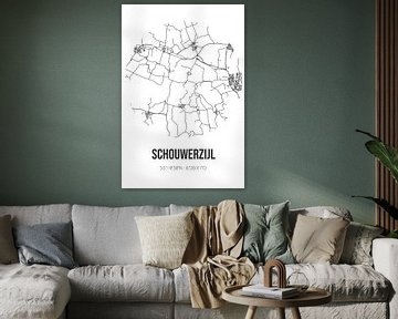 Schouwerzijl (Groningen) | Karte | Schwarz und weiß von Rezona