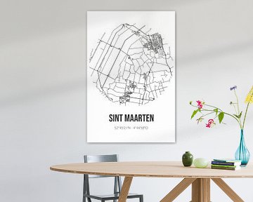 Sint Maarten (Noord-Holland) | Landkaart | Zwart-wit van Rezona