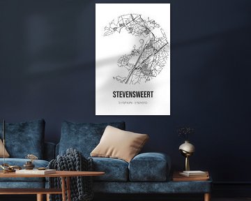 Stevensweert (Limburg) | Map | Black and white by Rezona