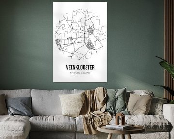 Veenklooster (Fryslan) | Karte | Schwarz und Weiß von Rezona