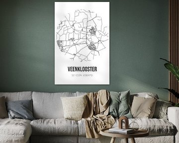 Veenklooster (Fryslan) | Landkaart | Zwart-wit van Stad & Wand