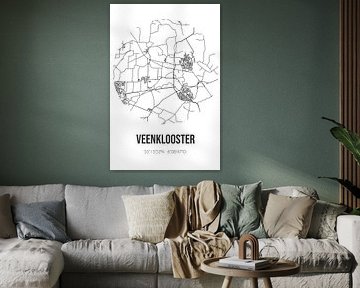 Veenklooster (Fryslan) | Map | Black and white by Rezona