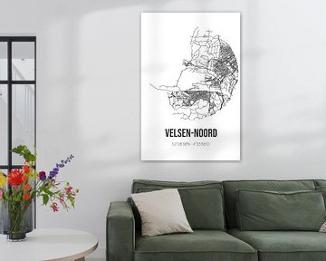 Velsen-Noord (Noord-Holland) | Landkaart | Zwart-wit van MijnStadsPoster