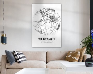 Vrouwenakker (South-Holland) | Carte | Noir et blanc sur Rezona