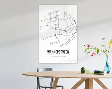 Wanneperveen (Overijssel) | Carte | Noir et blanc sur Rezona