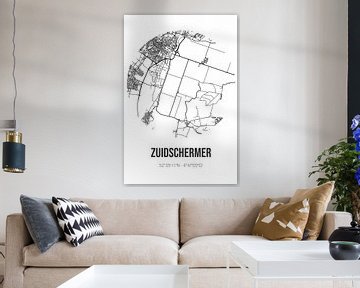 Zuidschermer (Noord-Holland) | Karte | Schwarz und weiß von Rezona